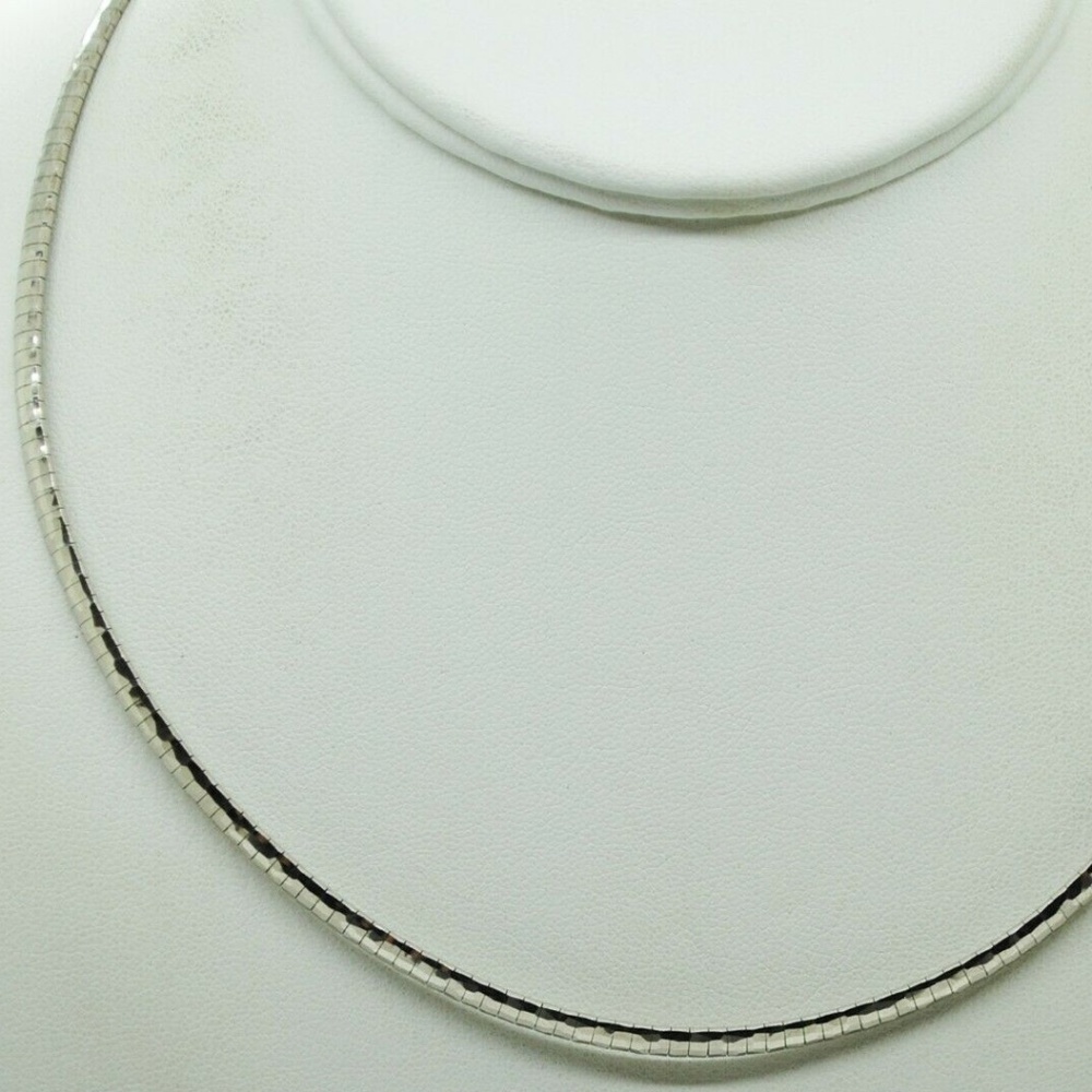 STERLING SILVER 18" UNIQUE ETCHED OMEGA STYLE CHAIN LINKED NECKLACE